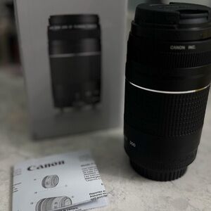 Canon Black Telephoto Zoom Lens with Silver Accent